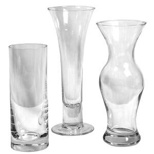 Trio of Heavy Lead Crystal 7.5" 9" 10" Clear Thick Base Contemporary Vases!